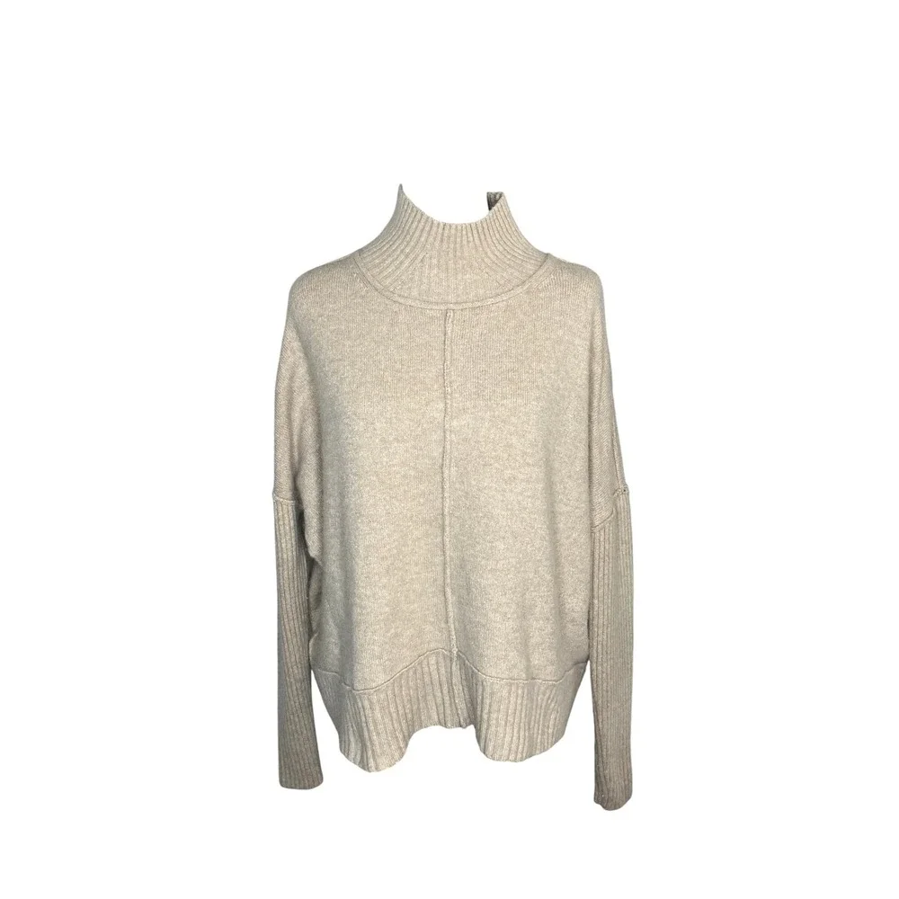 Maeve Anthropologie Mock Funnel Neck‎ Camel Wool Blend Cropped Sweater Small